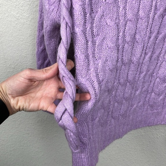 NWT Have One Maglia Donna Braided Chunky Cable Knit Sweater Light Purple Alpaca - Picture 3 of 8